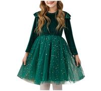 Girl's Long Sleeve Dress Round Neck Knit Dresses Spring Summer Kids Skater Swing Dress Gold Velvet A-Line Beach Dresses Sale Clearance Perform Dinner Festival Party Outfit Age 5-12 Years