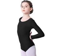 Girls Long Sleeve Leotard Shiny Ballet Gymnastics Kids School Sport Dance - Tumbling Outfit Sparkly Athletic Dance Bodysuit- Toddler Leotards, Ballet Black 7/8