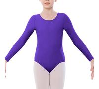 Girls Long Sleeve Leotard Shiny Ballet Gymnastics Kids School Sport Dance - Tumbling Outfit Sparkly Athletic Dance Bodysuit- Toddler Gymnastics Leotards, Ballet Purple Age13