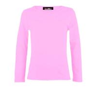 Girls Long Sleeve Plain T-Shirt Basic Stretch Round Neck School Top 5-14 Years (UK, Age, 7 Years, 8 Years, Regular, Baby Pink)