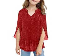Girls Long Sleeve Sequins Tops Stylish Sparkly Blouses 3-14 Years, Kids Comfy Soft Shinny Tshirts Comfy Stretch Flowy Shirts Party Prom Festival Clothes