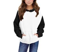 Girls Long Sleeve Sweatshirt Cute Block Color Long Sleeves Hoodies Casual Crew Neck Fall Winter Pullover Tops Toddler Clothes Comfy Jumper School Warm Teen Girl Sweatshirts