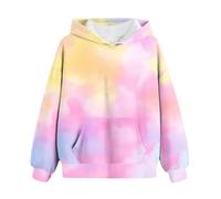 Girls Long Sleeve Sweatshirt Cute Gradient Long Sleeves Hoodies with Pocket Casual Crew Neck Fall Winter Pullover Tops Toddler Clothes Comfy Jumper School Warm Teen Girl Sweatshirts