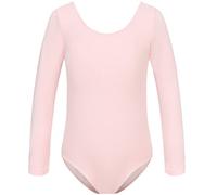 Girls Long Sleeve Team Basic Leotard for Ballet Dance, Pink, 10-11Years