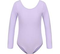 Girls Long Sleeve Team Basic Leotard for Ballet Dance, Purple, 10-11Years