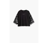 Girl's long-sleeved crop T-shirt Desigual Planet Noir 5/6 ans