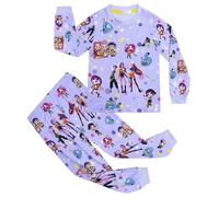 Girls' Long-Sleeved Trouser Homewear Set, K-Pop Demon Print Children's Pyjama Set,Style 6,140cm