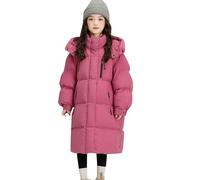 Girls Long Winter Coat Parka Waterproof Warm Puffer Jacket Lightweight Hooded Windproof Down Outerwear Snow Coats (Hot Pink, 7-8 Years)