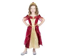 Girl's Luxury Red Belle Princess Dress Cosplay Costume with Tiara 5-6 years