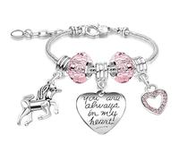 Girls Magical Unicorn Always In My Heart Sparkly Pink Heart Adjustable Charm Bracelet for Girls Birthday Gifts for Girls Christmas Gifts for Girls Jewellery (1. Pink)