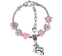 Girls Magical Unicorn Pink and Silver Plated Adjustable Charm Bracelet with Gift Box Birthday Gifts for Girls Birthday Jewellery for Girls Kids Jewelry for Girls