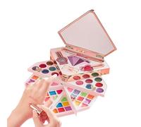 Girls Makeup Kit - Kids Lighted Fake Makeup Kit with Mirror | Washable Makeup for Girls, Safe Cosmetic Toys for Home, Play Center, Travel Ages 3+