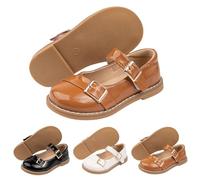 Girls’ Mary Jane Flats School Shoes Dress Ballet Little Girl Uniform Wedding Party Casual Buckle Back to School Shoes Flat Sneakers for Toddler Little Kid Brown Footwear UK 10