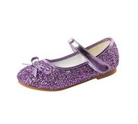 Girls Mary Jane Shoes - Girls' Sequined Bow Sneakers With Hook Loop Closure For Dance Practice Casual Daily Wear Comfortable Flat Shoes