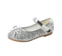 Girls Mary Jane Shoes - Girls' Sequined Bow Sneakers With Hook Loop Closure For Dance Practice Casual Daily Wear Comfortable Flat Shoes