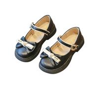 Girls Mary Jane Shoes Metal Buckle Dress Shoes Ballet Flats Dress Sandals with Metal Bowknot Decor Stylish Matte Princess Low Heel Footwear Kids Uniform Oxfords for Wedding Party A Black