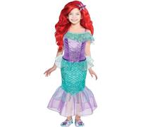 Girl's Mermaid Princess Dress,Ariel Cosplay Dress with Wand and Crown 3-4 years