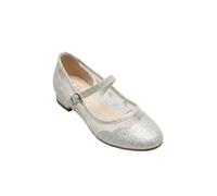 Girls Mesh Mary Jane Flats Heart Ballet Pumps Buckle Closure Wedding Party Off-White Shoes Size UK Youth 1