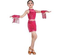 Girls Metallic Crop Top Sequins Ballet Dance Costume Sets Hip Hop Jazz Latin Modern Dance Sequin Shorts Sleeveless Sparkly Top Kids Rumba Rave Outfits with Wristbands