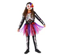 Girls Mexican Day of the Dead Costume - 8-10 Years