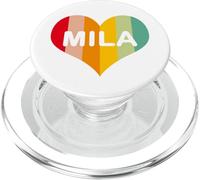 Girls Mila Name Personalized Heart Retro Vintage PopSockets PopGrip for MagSafe