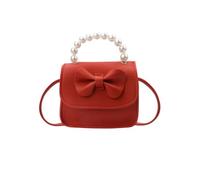 Girls Mini Crossbody Purse Pearl Handle Bow Small Handbag Tiny Shoulder Bag, A Red, S, Cute