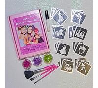 Girls Mini Glitter Tattoo Kit - Princess Temporary Tattoo Set - Sleepover Idea - Sparkly Body Tattoos,