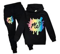 Girls Moriah Elizabeth Hoodies Set Kids Sweatshirts Ranboo Crown Moriah Elizabeth Merch (Black,160cm,11 Years,12 Years)