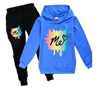 Girls Moriah Elizabeth Hoodies Set Kids Sweatshirts Ranboo Crown Moriah Elizabeth Merch (Blue,160cm,11 Years,12 Years)