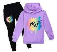 Girls Moriah Elizabeth Hoodies Set Kids Sweatshirts Ranboo Crown Moriah Elizabeth Merch (Purple,160cm,11 Years,12 Years)