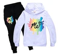 Girls Moriah Elizabeth Hoodies Set Kids Sweatshirts Ranboo Crown Moriah Elizabeth Merch (White,160cm,11 Years,12 Years)