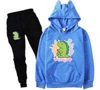 Girls Moriah Elizabeth Sweatshirts Set Kids Hoodie and Pants 2Pcs Set Ranboo Crown Moriah Elizabeth Merch (blue,160cm,11 Years,12 Years)