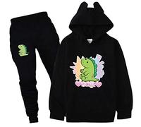 Girls Moriah Elizabeth Sweatshirts Set Kids Hoodie and Pants 2Pcs Set Ranboo Crown Moriah Elizabeth Merch (black,160cm,11 Years,12 Years)