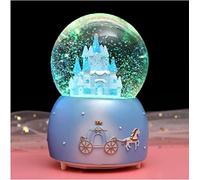 Girls Musical Snow Globe Crystal Ball Castle Flying Snow Music Box Rotating Musical Box with Colorful LED Light Melody Musical Gift Artware Christmas New Year Birthday Gift For Kids Bedroom Decor