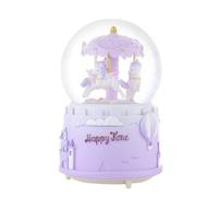 Girls Musical Snow Globe Crystal Ball Merry Go Around Snow Music Box Rotating Musical Box with Colorful LED Light Melody Musical Gift Artware Christmas New Year Birthday Gift For Kids Bedroom Decor