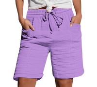 Girls Navy Cycling Shorts Ladies Solid Drawstring Shorts Elastic Waist Loose Casual Short Summer Clothes Cotton Beach Walking Shorts for Women UK Comfy Straight Legs Tracksuit