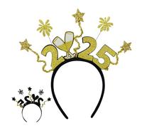 girls New Year Headband - Photo Props Festival Headpiece, 2025 Parties Headband, Golden Glitter Sequins Letter Hairbands - Happy New Year Photo Props, Cosplay Parties for Friends Family