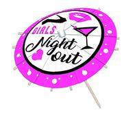 Girls Night Out' Pink, White, & Black Drink Umbrella(1 Pc.) - Fun & Chic Design, Perfect Accessory for Food & Drinks, Bachelorette Parties, Beach Getaways, & More