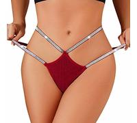 Girls No Show Underwear Size 12 Womens Underwear Sexy Double Thin Strap Seamless Pure Cotton Thong Third Love Underwear for Women (Red, M)
