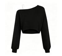 Girls Off Shoulder Sweatshirt Asymmetrical Long Sleeve Crop Top | Trendy off-shoulder design | Asymmetrical hem | Long sleeves | Cute cropped fit | Soft fabric