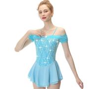 Girls' Off the Shoulders Figure Skating Dress for Competition, Women's Comfortable Breathable Ice Skating Dress(M)