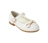 Girls Off-White Glitter Flat Mary Jane Shoes Buckle Closure Flower Girl Footwear Size UK Infant 7