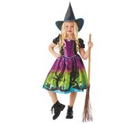 Girls Ombre Witch Halloween Wicked Spooky Hat Fancy Dress Kids Costume