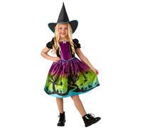 Girls OMBRE WITCH Princess Halloween Fancy Dress Costume Spooky Child Outfit