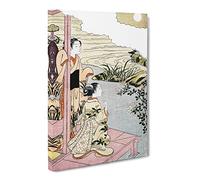 Girls On A Veranda By Harunobu Suzuki Asian Japanese Canvas Wall Art Print Ready to Hang, Framed Picture for Living Room Bedroom Home Office Décor, 20x14 Inch (50x35 cm)