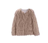 Girls Open Front Cardigan Faux Fur Jacket Coat Kids Soft Thick Fleece Warm Fuzzy Trendy Shaggy Party Outwear Tops for Toddler Girls Fall Winter Lightweight Clothes (Khaki, 8-9 Years)