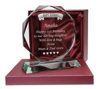 Girls or Boys 21st Birthday Gift Engraved Personalised Cut Glass Gift in a Silk Lined Box Twenty First 21 Birthday Gifts