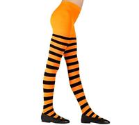 Girls Orange Black Striped Tights 70 Den Halloween Witch Fancy Dress Kids