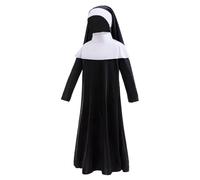 Girls Outfit Elegant Black Robe Featuring A Distinctive White Detachable Collar And Matching Headpiece