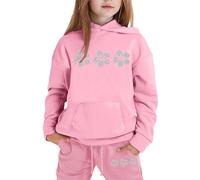 Girls Outfit Set Casual Hoodie and Jogging Bottoms 2-Piece Cute Printed Pullover Tracksuit for Toddlers Kids Pink